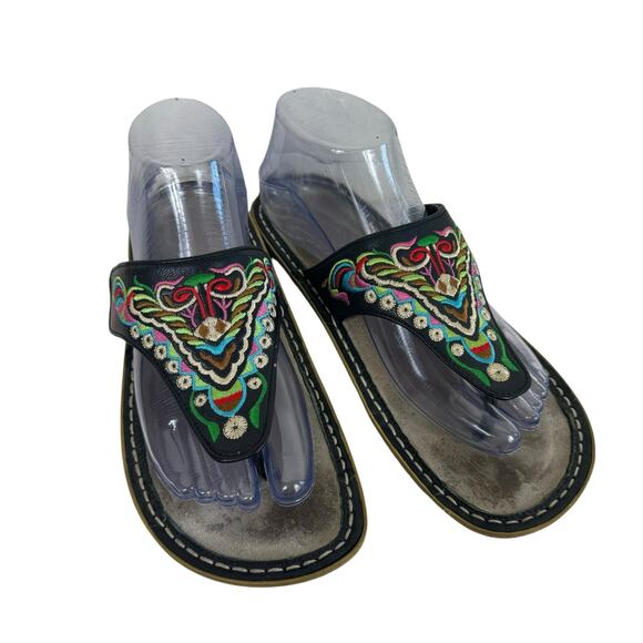 Alegria Vanessa Chrysalis Sandals Leather Embroidered Adjustable Strap Sz 8 8.5 - Picture 1 of 7